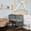 Grey Rock A Bye Baby Glider Cradle with Locking Casters and Crib Mattress