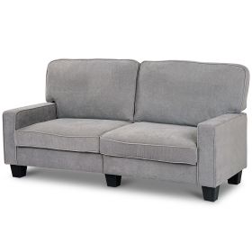 Classic Grey Fabric Loveseat Sofa with Armrests