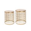 Set Of 2 Circle Charm Round Accent Table Nightstand Gold