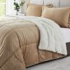 Queen Plush Microfiber Reversible Comforter Set in Gold