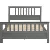 Grey Pine Wood Slatted Platform Headboard Footboard Full Size Bed