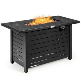 60,000 BTU Brown Rectangular Portable LP Gas Propane Fire Pit Table