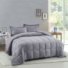 Full/Queen Traditional Microfiber Reversible 3 Piece Comforter Set in Grey