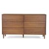 Farmhouse Rustic Walnut Mid Century 6 Drawer Dresser