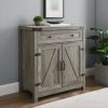 Rustic Farmhouse Barn Door Accent Storage Cabinet Grey Wash