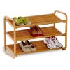 3-Tier Bamboo Shoe Rack Shelf  - Holds 9-12 Pairs of Shoes