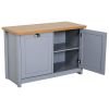 Gray and Oak Finish Wood Top Cabinet Entryway Storage Bench