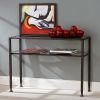 Metal Glass Top Sofa Table Occasional Console Table with Shelf