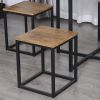 Farmhouse 5 Piece Square Walnut Wood Steel Kitchen Dining Set