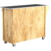 Stainless Steel Top Wooden Kitchen Cart Island with Casters