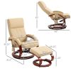 Adjustable Beige Faux Leather Electric Remote Massage Recliner Chair w/ Ottoman