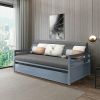 Twin/Twin Dorm Style Trundle Daybed Platform Bed Frame in Grey