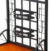 Farmhouse 3 Tier Steel Wood Top Utility Hooks Kitchen Baker's Wine Rack