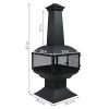 Large Black Outdoor Steel Chimenea Wood Burning Fire Pit