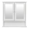 2-Door Wall Mounted Bathroom Medicine Cabinet with Mirror in White