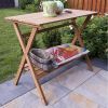 Indoor Outdoor Wood Potting Bench Garden Table with Lower Shelf