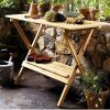 Indoor Outdoor Wood Potting Bench Garden Table with Lower Shelf