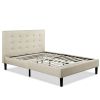 King size Taupe Beige Upholstered Platform Bed Frame with Headboard