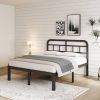 King Size Heavy Duty Black Metal Platform Bed Frame with Headboard