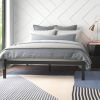 King Black Metal Platform Bed Frame with Wood Slats - 700 lbs Weight Capacity