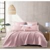 King Pink Microfiber Diamond Quilted Bedspread Set with Frayed Edges