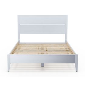 King Size Rustic White Mid Century Slatted Platform Bed