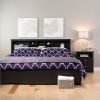 King size Bookcase Headboard in Black Wood Finish