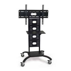 Mobile Flat Screen TV Stand Cart with Shelf and Universal Mounting Bracket