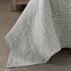 King Size 3-Piece Reversible Cotton Yarn Woven Coverlet Set in Grey Cream