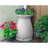 Light Grey Granite 65 Gallon Plastic Urn Rain Barrel with Planter Top