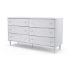 Farmhouse Rustic White Mid Century 6 Drawer Dresser