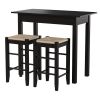 3 Piece Espresso Dining Set with Table and 2 Backless Stools