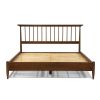 King Size Hardwood Mid Century Platform Bed Frame with Headboard in Walnut