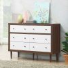 Modern Walnut White 6 Drawer Wood Dresser