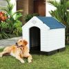 Medium size Outdoor Heavy Duty Blue and White Plastic Dog House