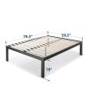 Queen 18 Inch Easy Assemble Metal Platform Bed Frame with Wood Slats