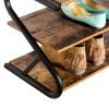 Modern Industrial Metal Wood 3-Tier Shoe Rack - Holds up to 9 Pair of Shoes