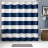 72 x 70 inch Polyester Navy Blue White Nautical Ocean Striped Shower Curtain