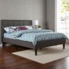 Queen size Modern Classic Dark Grey Upholstered Platform Bed with Headboard