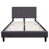 Queen size Dark Gray Fabric Upholstered Platform Bed Frame with Headboard