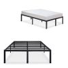 Queen 18-inch High Rise Heavy Duty Black Metal Platform Bed Frame