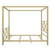 Queen size Modern Gold Metal Canopy Bed Frame with Headboard and Footboard