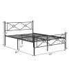 Queen Size Modern Black Metal Headboard & Footboard Platform Bed Frame