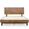 Rustic FarmHome Low Profile Pine Slatted Platform Bed in Queen