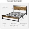 Queen size Metal Wood Platform Bed Frame with Industrial Headboard