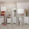 White Bathroom Wall Cabinet with 2 Louver Shutter Doors and Shelf