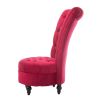 Red Tufted High Back Plush Velvet Upholstered Accent Low Profile Chair