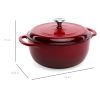 6 Quart Large Red Enamel Cast-Iron Dutch Oven Kitchen Cookware