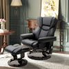 Adjustable Black Faux Leather Remote Massage Recliner Chair w/ Ottoman