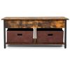 Rustic FarmHouse Lift-Top Multi Purpose Coffee Table with 2 Storage Drawers Bins